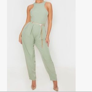 Racer Back Jumpsuit with Pockets (Sage Green)